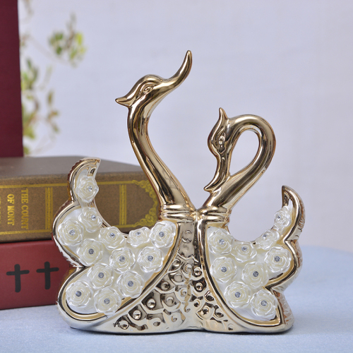 golden fort couple swan wedding gift european home ceramic craft decoration living room decorations