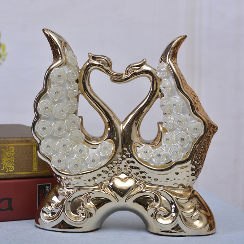 golden fort couple swan wedding gift european home ceramic craft decoration living room decorations