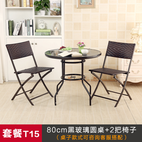 outdoor tables and chairs folding rattan coffee shop outdoor courtyard balcony rattan chair three or five-piece set