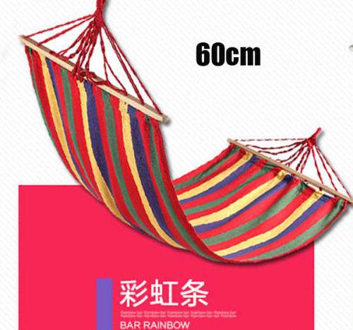 Sports Outdoor Camping Supplies Anti-Rollover Canvas Hammock with Stick with Same Color Cloth Bag