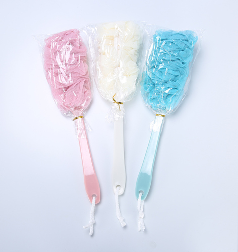 [Qing Zhi] Bath Brush New Large Size Plastic Long Handle Bath Brush Color Wash Cloth Mesh Sponge Wash Cloth Mixed Batch