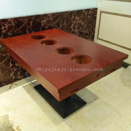 Shaoxing Lishui Hot Pot Restaurant Solid Wood Table and Chair Theme Dining Table in Dining Room Restaurant Marble Deck