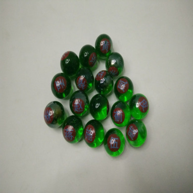 10颗25mm绿色透明印花玻璃弹珠 25毫米动物滚滚球