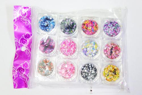 Wanford Popular Manicure round Fluorescent Color LCD PCs Sequins Glitter Slices