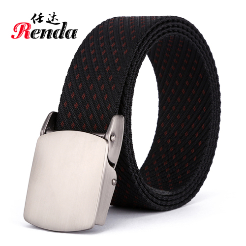 Outdoor Nylon Jacquard Belt Men‘s Automatic Buckle Youth Anti-Allergy Pant Belt Leisure Alloy Material Lead