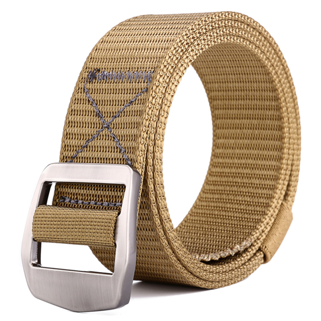 新款皮带时尚百搭双环扣男士帆布腰带尼龙休闲腰带户外腰带