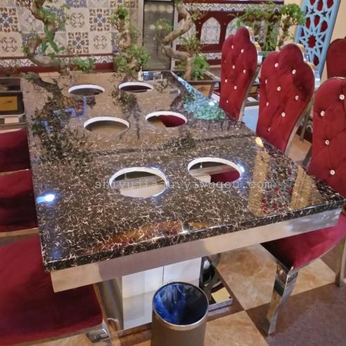 Zhejiang Hangzhou Shaoxing Hot Pot Restaurant Table and Chair Chongqing Old Hot Pot Hot Pot Table Chair Marble Hot Pot Table