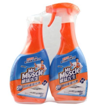 Mr Muscle Kitchen Weight Oil Cleaner Pairs Packaging 500 + 500ml Powerful Oil Stain Removal