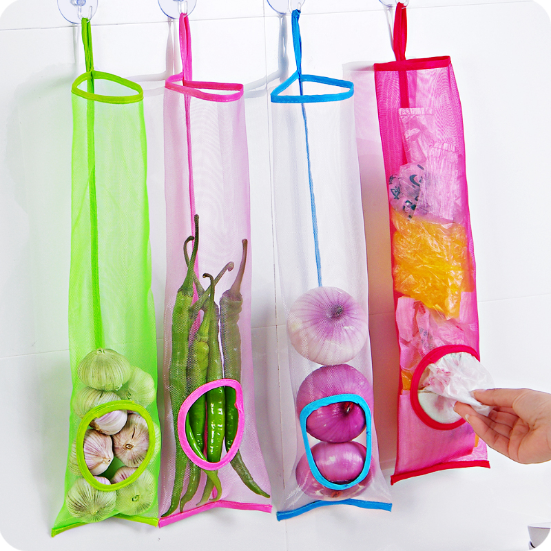 Storage bag on the kitchen wall hanging bag bags garbage bag bag mesh extraction