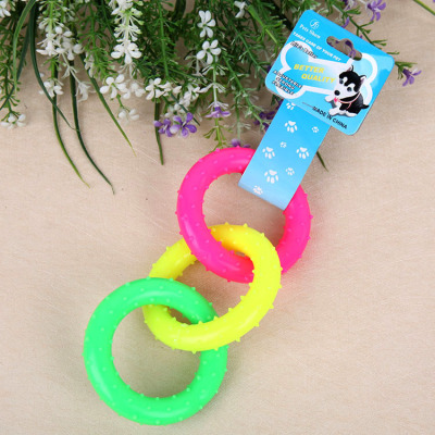 Pet toy factory wholesale direct selling bite-resistant premium rubber dog chew toys tri-color ring