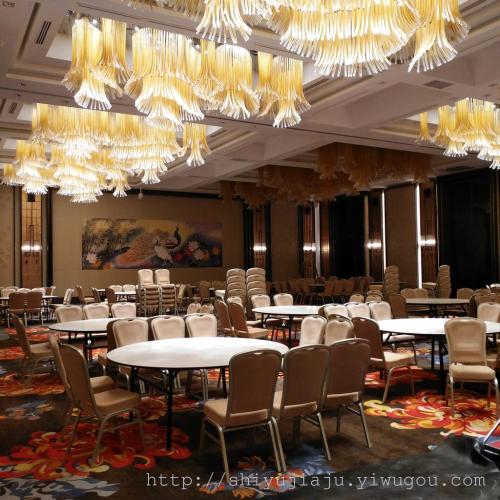 杭州五星级酒店宴会椅外贸婚宴会议铝合金椅宴会中心婚礼酒席桌椅