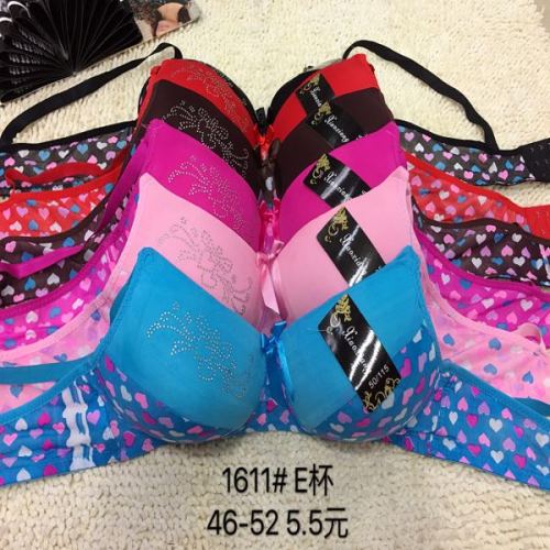 rhinestone color love printing e cup bra foreign trade three breasted