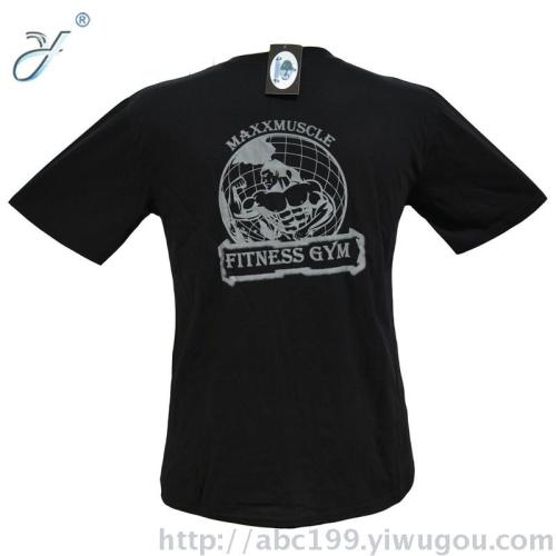 Factory Gift Advertising Shirt Casual Cotton Printed Logo Weightlifting Pattern T-shirt