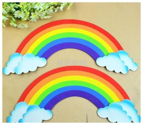 kindergarten supplies * kindergarten wall decorations foam sun rainbow multi-color blue sky white clouds eva stickers
