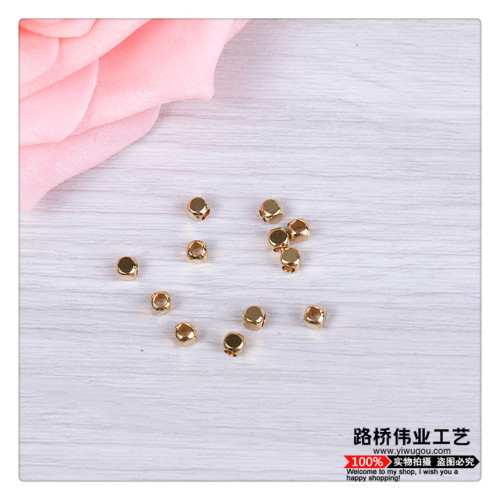 Diy Ornament Copper Parts Clothing Accessories Horn Pearl Chamfering Square Beads Hollow Copper Bead Bulk Supply