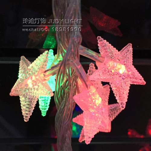 led decorative lights christmas lights pearlescent five-pointed star lighting chain xingx string flashing light flower arrangement lighting christmas string light