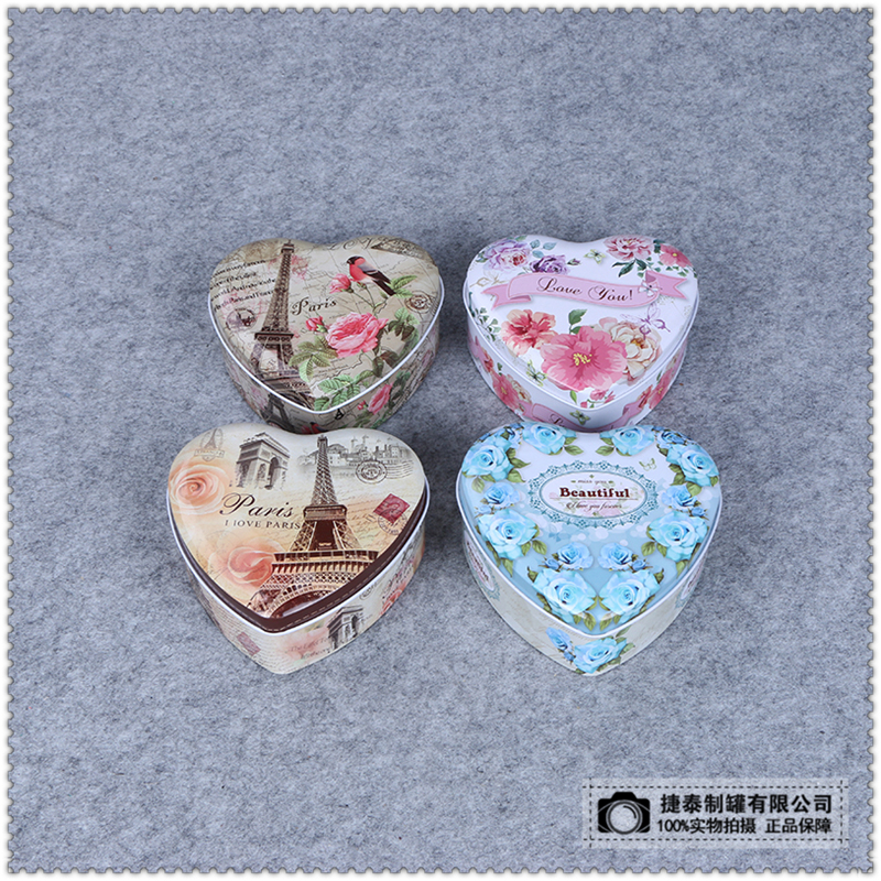 Creative european-style wedding candy box iron box small heart-shaped candy box
