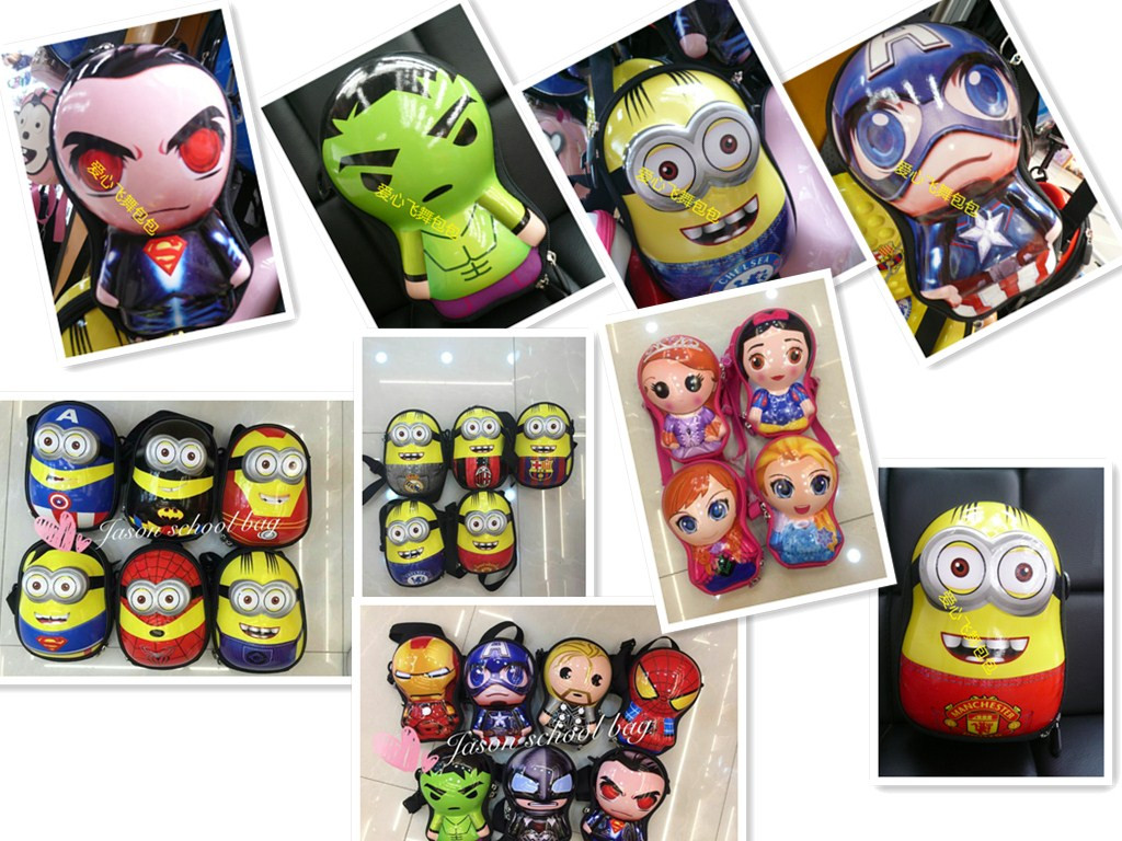 EVA Ultra Light Mini package explosion children Satchel 3D cartoon bag Captain America small yellow