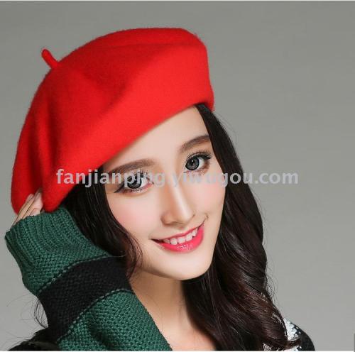 Autumn Winter Products in Stock New Full Wool Mushroom Wool Woolen Korean Fashion British Wool Painter Beret