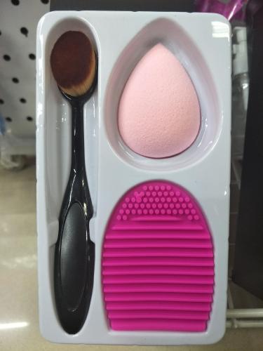toothbrush makeup brush + water drop powder puff + silica gel scrubbing egg universal brush set