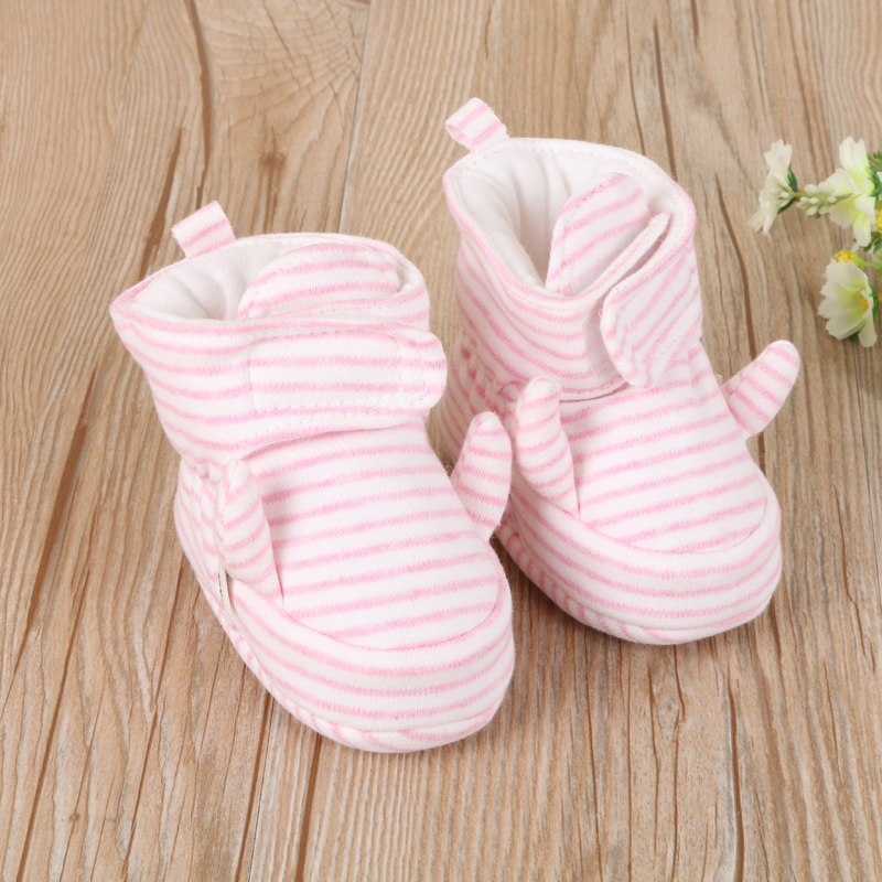 Snow Baby Spring and Autumn Colorful Cotton Sheep Horn Three Sticky Buckle No Heel Slippage Shoes So