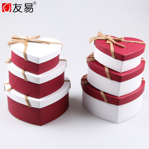 creative heart-shaped gift box three-piece romantic valentine‘s day gift box fashion striped love gift box