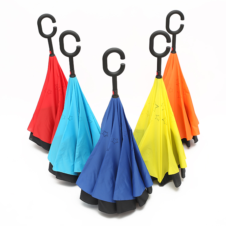 反向伞c柄可站立素色反向 量大价优 低价现货供应_红黄兰雨伞_义乌购