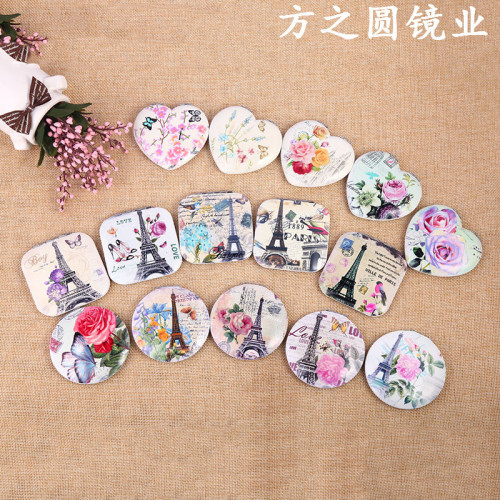 hot sale mini foldable and portable alloy makeup mirror small circular mirror factory direct sales