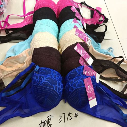 Foreign Trade Bra Women‘s Underwear Thickened Sponge Double Solid Color Jacquard Lace Shoulder Strap Detachable spot Goods 