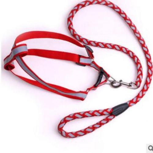 high temperature resistant pet traction rope elastic drawstring dog traction rope nylon ribbon + reflective cloth