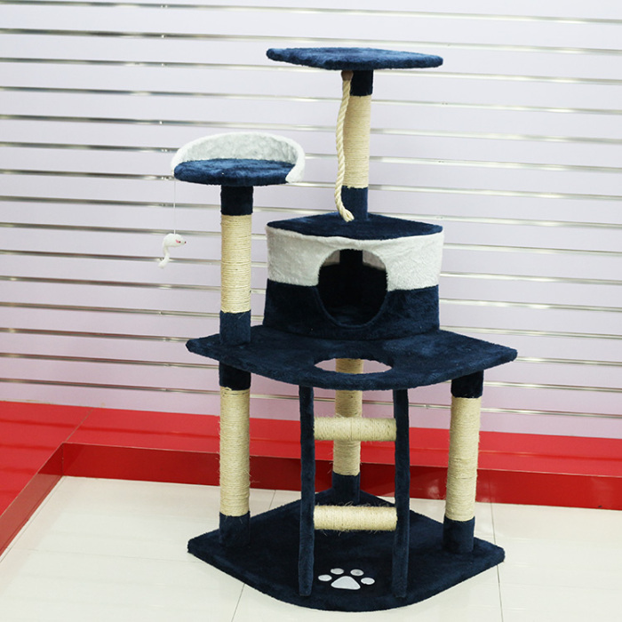 报关要素猫爬架cat tree:刨花板35%毛绒布35%纸管15%剑麻15%猫架编码