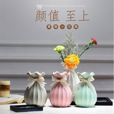 Candy of pottery vase matte bowknot is small pure and fresh contracted vogue