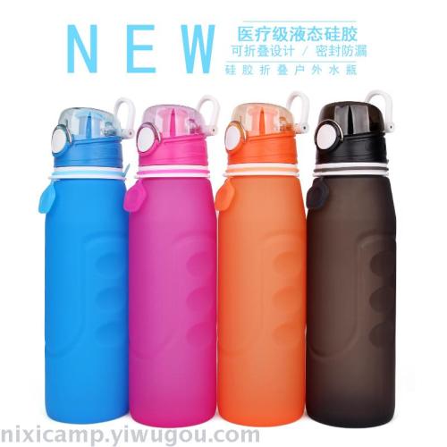 1l portable leak-proof silicone foldable water cup outdoor cycling sports bottle over lfgb