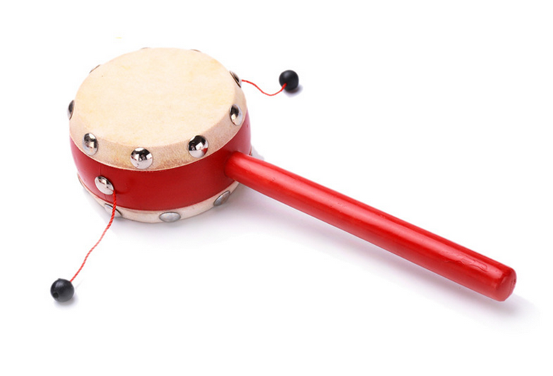 拨浪鼓 巧奥尔夫乐器 羊皮拨浪鼓 传统羊皮木质塑料拨浪鼓_浙江义乌市