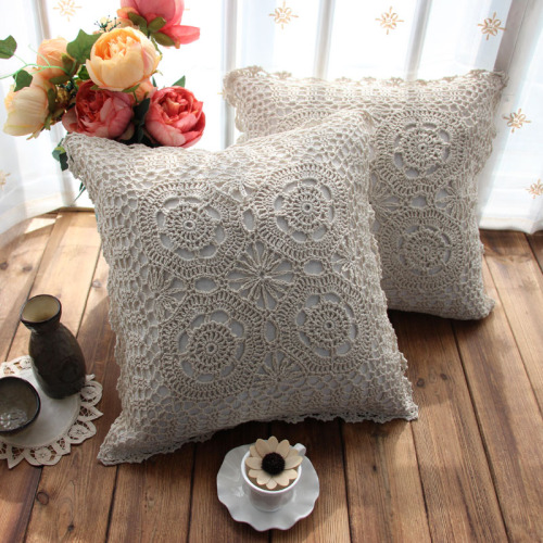 all cotton handmade crochet pillow cushion cover coreless crochet