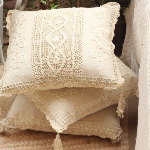 Pure Cotton Hand-Woven Pillow Sofa Cushion Pillow Can Contain Core 