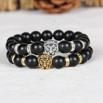 现货供应8 10mm单圈磨砂黑砭石手链 外贸手链批发