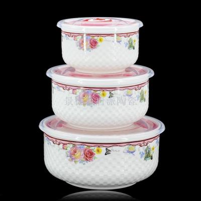 Jingdezhen ceramic preservation bowl sealed bowl heat preservation box gift set for microwave oven