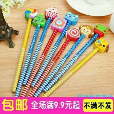 卡通动物橡皮头铅笔批发