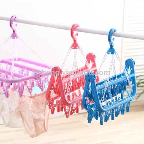 Multifunctional Foldable Clothes Hanger Plastic Clothes Hanger Drying Rack Socks Underwear Drying Rack Windproof Clothes Hanger