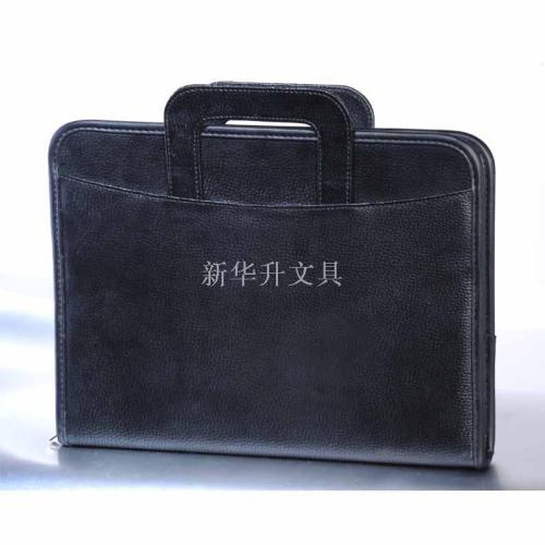 xinhua sheng high-end office storage file package male package black pu leather small style with calculator loose spiral notebook