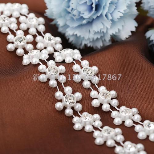 Home Textile Diamond Decorations Accessories Accessories Flower Pearl plus Rhinestone Plating String Beads Thread Drill Gang Drill