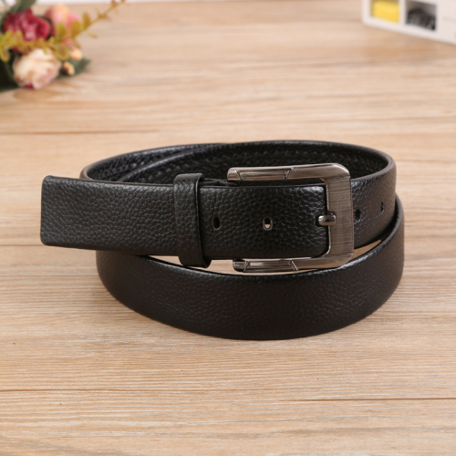 pure black alloy pin buckle design business belt factory direct sales