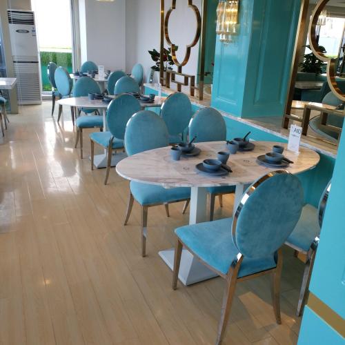Titanium Stainless Steel Dining Chair European round Back Chair Foreign Restaurant Furniture Yiwu Foreign Trade Direct Sales