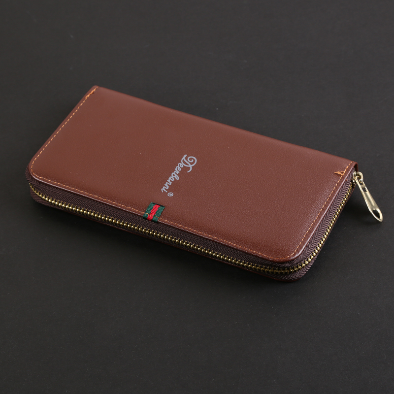 Men's long wallet card Bag high quality alloy Zipper design.