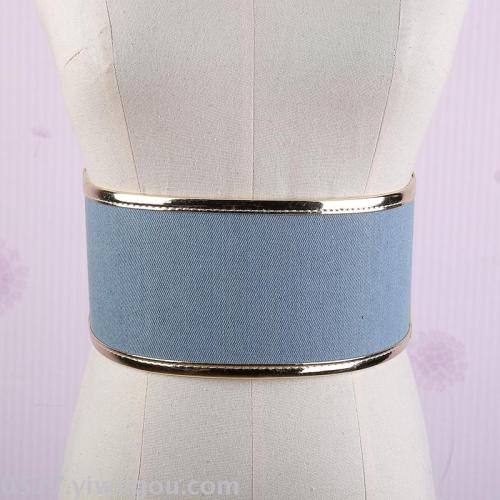 european and american girdle belt suede metal covered ribbon wide belt women‘s fashion waist seal