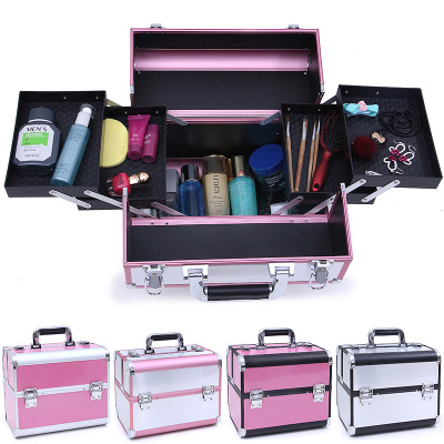 Fashion Korea aluminum cosmetic case lock button ladies suitcase bag
