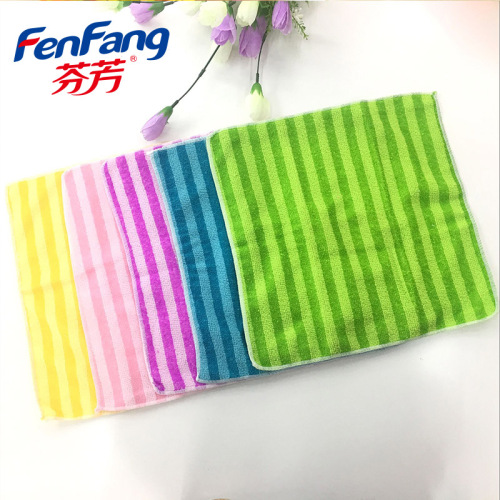 Factory Direct Sales Color Striped Rag Decontamination Oil Removal Dishcloth Kitchen Absorbent Oil-Free Scouring Pad