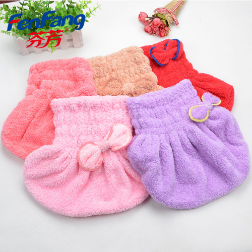 colorful plush cute bowknot hair-drying cap quick absorbent rabbit head shower cap one-piece delivery