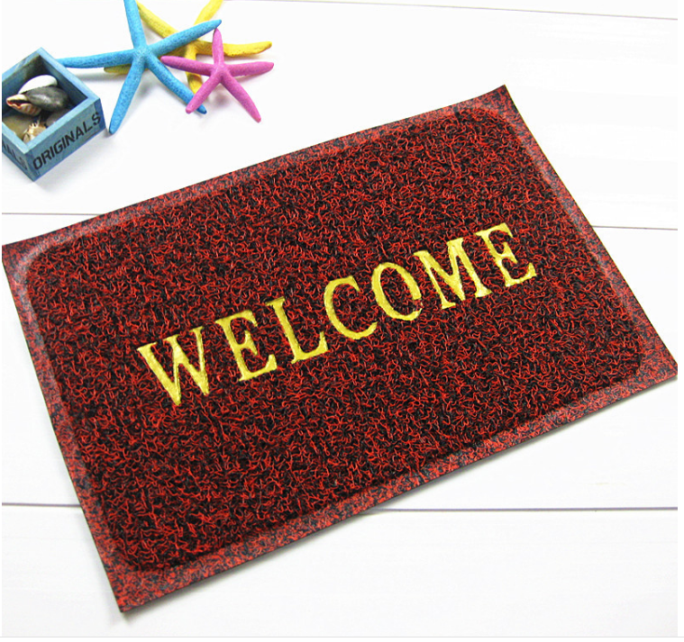 Supply Pvc Brushed Bead Black And White Color Welcome Door Mat